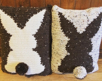 Hunny Bunny Crochet Pillow Pattern, Crochet Bunny, Crochet Rabbit, Crochet Pillow, PDF Pattern, Rustic Crochet
