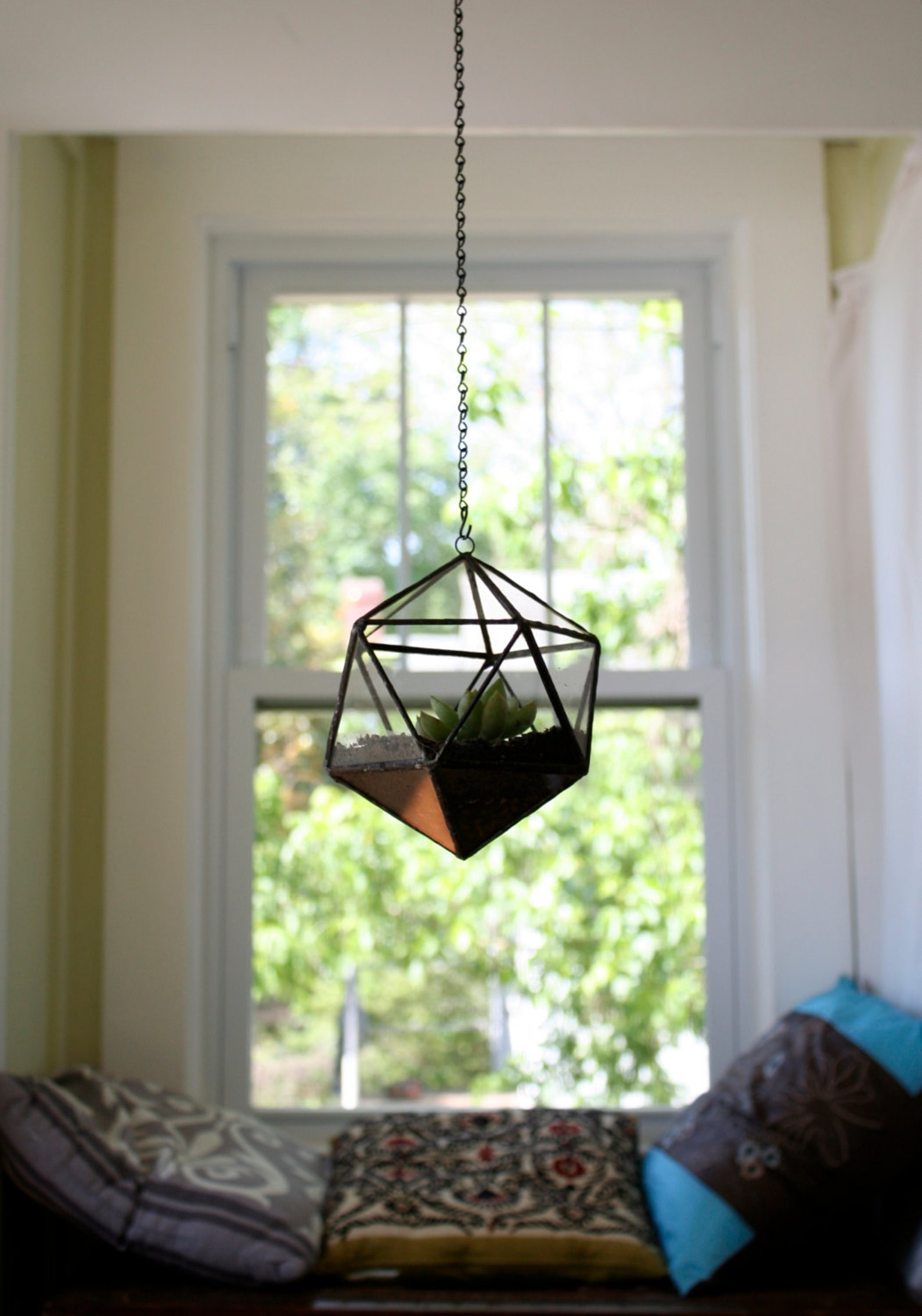 Terrarium Small stained glass hanging terrarium geometric Etsy