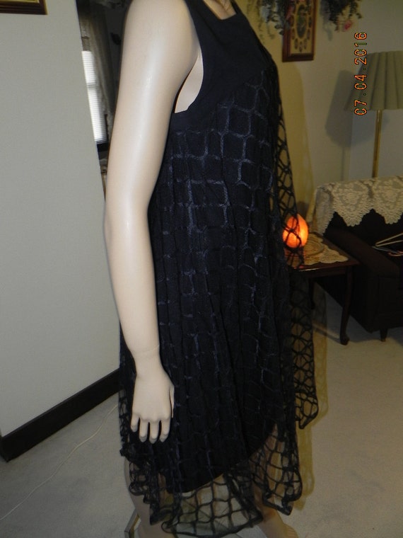 Vintage Dress Black Sleeveless Square neckline. B… - image 4