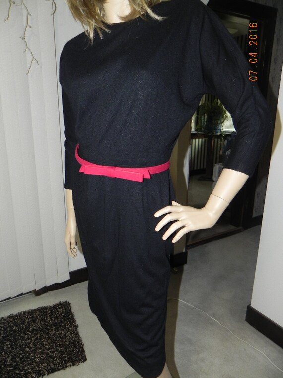 Vintage Black 3/4 sleeve dress with belt. belt is… - image 5