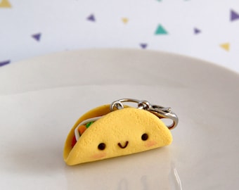 Kawaii Taco Charm: Handmade Polymer Clay Mexican Food