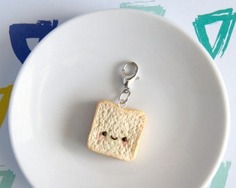 Cute kawaii sliced bread charm, cute kawaii toast charm, kawaii polymer clay food charm, miniature cute food charm, cute food stitch marker