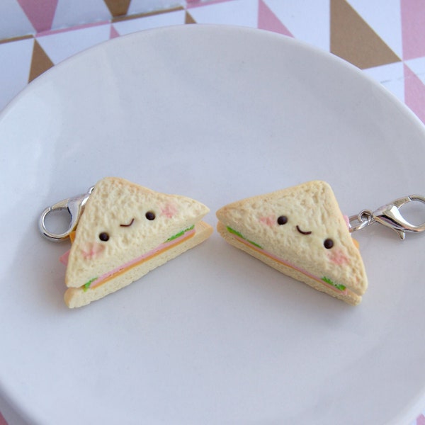 Süße kleine halbe Sandwiches, halbes Sandwich kawaii, kleine Snacks, Maschenmarkierer, kawaii Polymer Clay, Charms