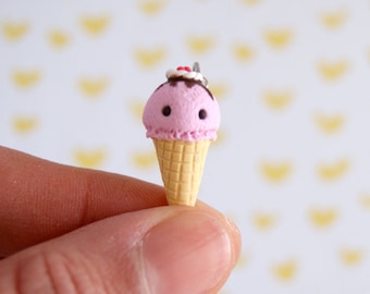 Cute kawaii ice cream charm, kawaii polymer clay food charms, miniature dessert clay, cute stitch marker, tiny cute clay charms, fake food