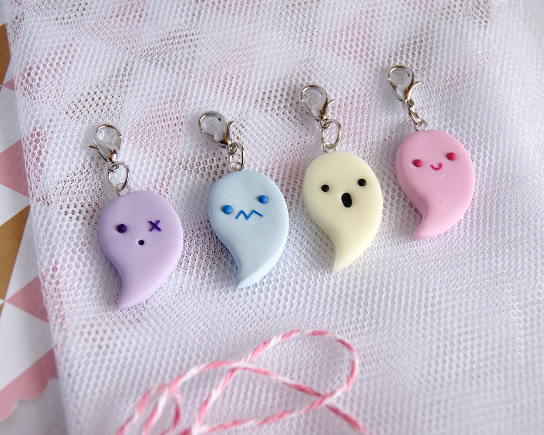Cute Ghost Stitch Markers Set of 4, Polymer Clay Cute Charms, Cute ...