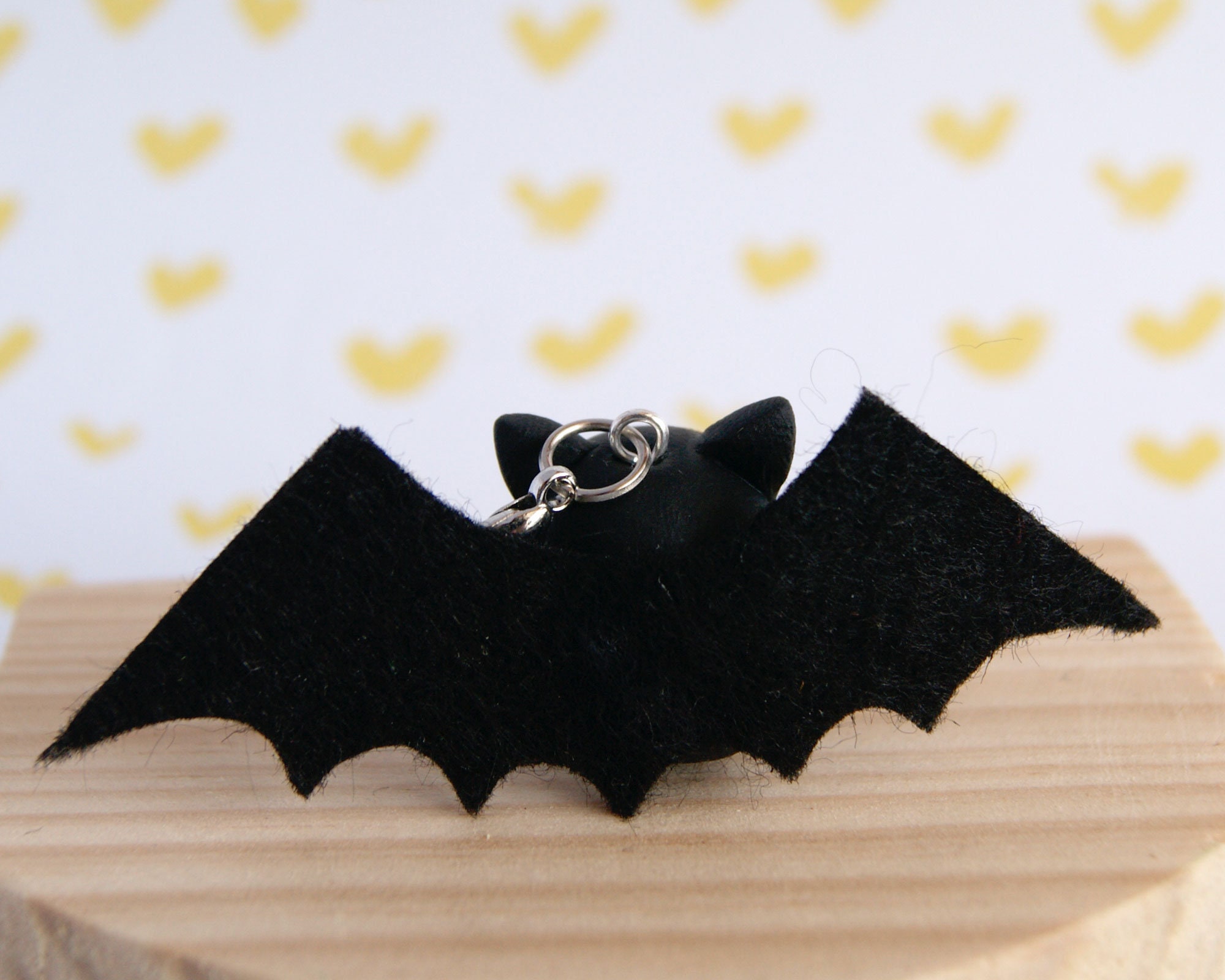 Plat à Bijoux Céramique Forme Chauve-souris Rayé - Déco Halloween Ou Gothique - Pour Bijoux, Clés, Petits Objets - 11