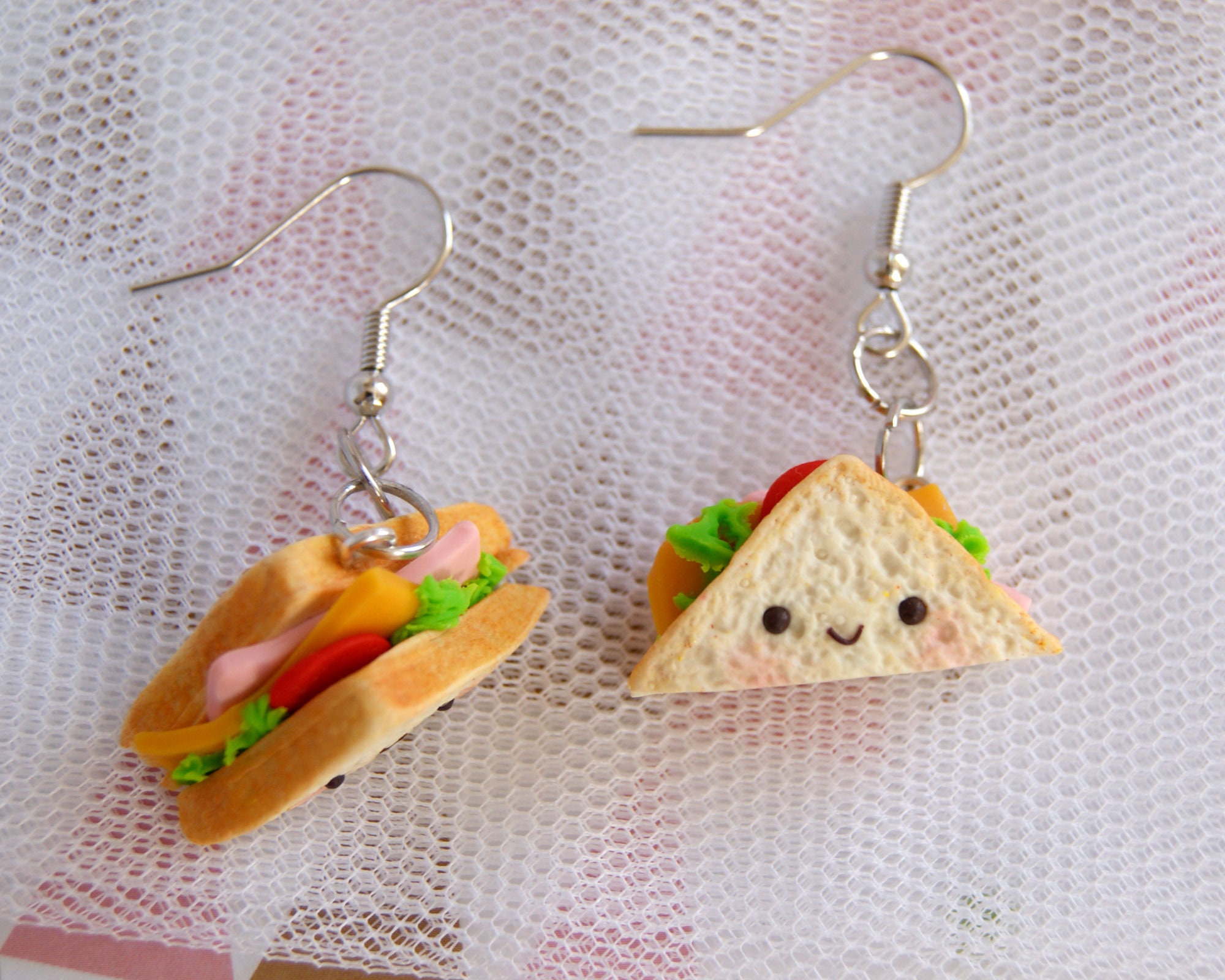 Kawaii Sandwich Earrings Clay Food Earrings Cute Half Etsy Australia