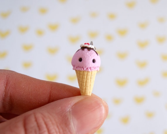 Cute Kawaii Ice Cream Charm, Kawaii Polymer Clay Food Charms