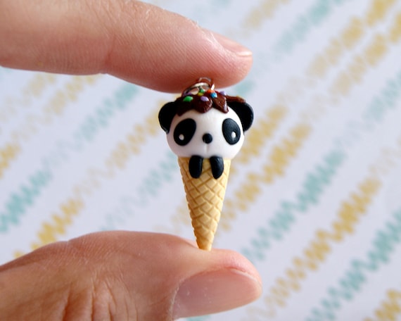 Cute Kawaii Panda Ice Cream Charm, Cute Clay Miniature Food Charm, Cute  Kawaii Animals Charms, Cute Miniature Panda, Polymer Clay Charms 