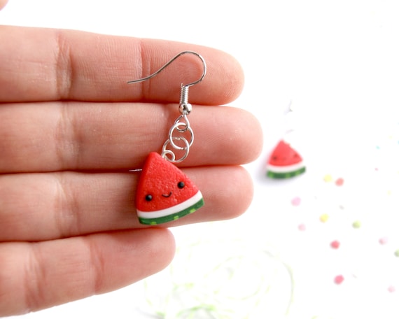 Schattige watermeloen slice oorbellen kawaii voedsel Etsy