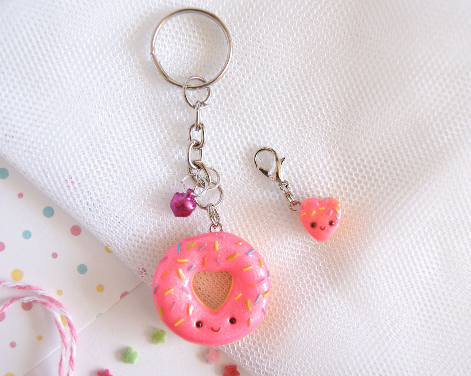 Cute pink donut keychain kawaii donut keyring Mother's Etsy