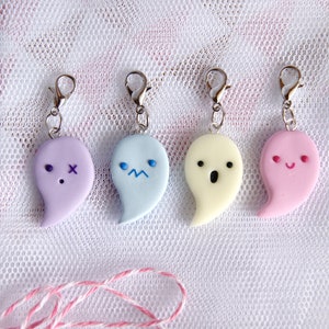 Cute Ghost Stitch Markers Set of 4, Polymer Clay Cute Charms, Cute ...