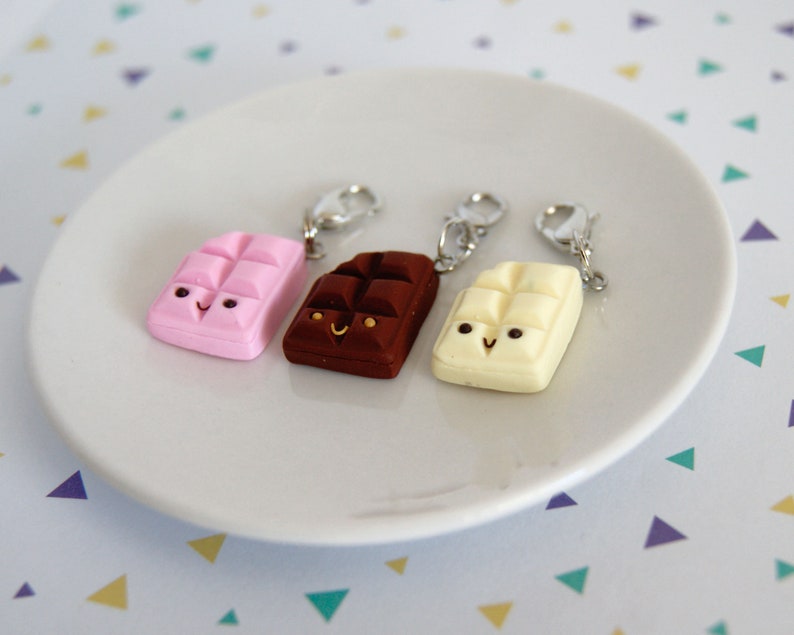 Cute Chocolate Bars Charms Kawaii Polymer Clay Chocolate Etsy