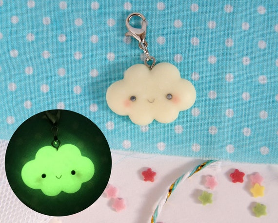 Cute Kawaii Sky Cloud Charm, Polymer Clay Kawaii Charms, Kawaii Jewelry for  Girls, Best Friend Cute Gift, Glow in the Dark Kawaii Charm 