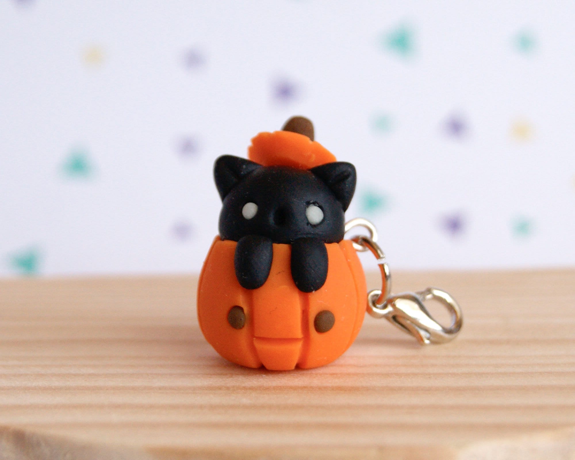 Kawaii Pumpkin Cat Charm - Etsy