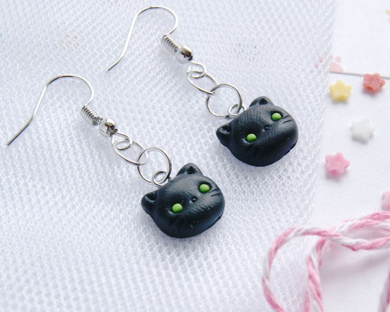 YAYAKO Cute Acrylic Anime Cat Earrings - Lightweight Dangle Charm Earrings For Cat Lovers (Black, Multicolor 394) - View #6