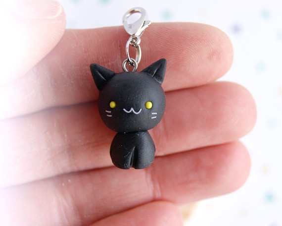 Kawaii Black Cat Charm: Polymer Clay Miniature Pet - Etsy Kawaii Black Cat Charm: Polymer Clay Miniature Pet - Etsy