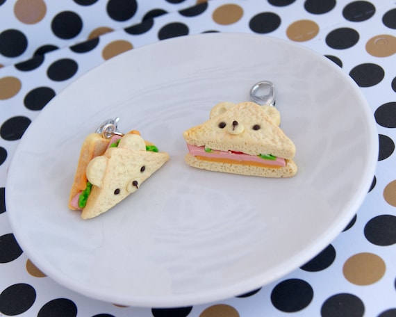 Cute Kawaii Bear Sandwich Charms, Cute Clay Miniature Food Charms, Cute  Kawaii Animals Charms, Cute Miniature Sandwich, Polymer Clay Charms 