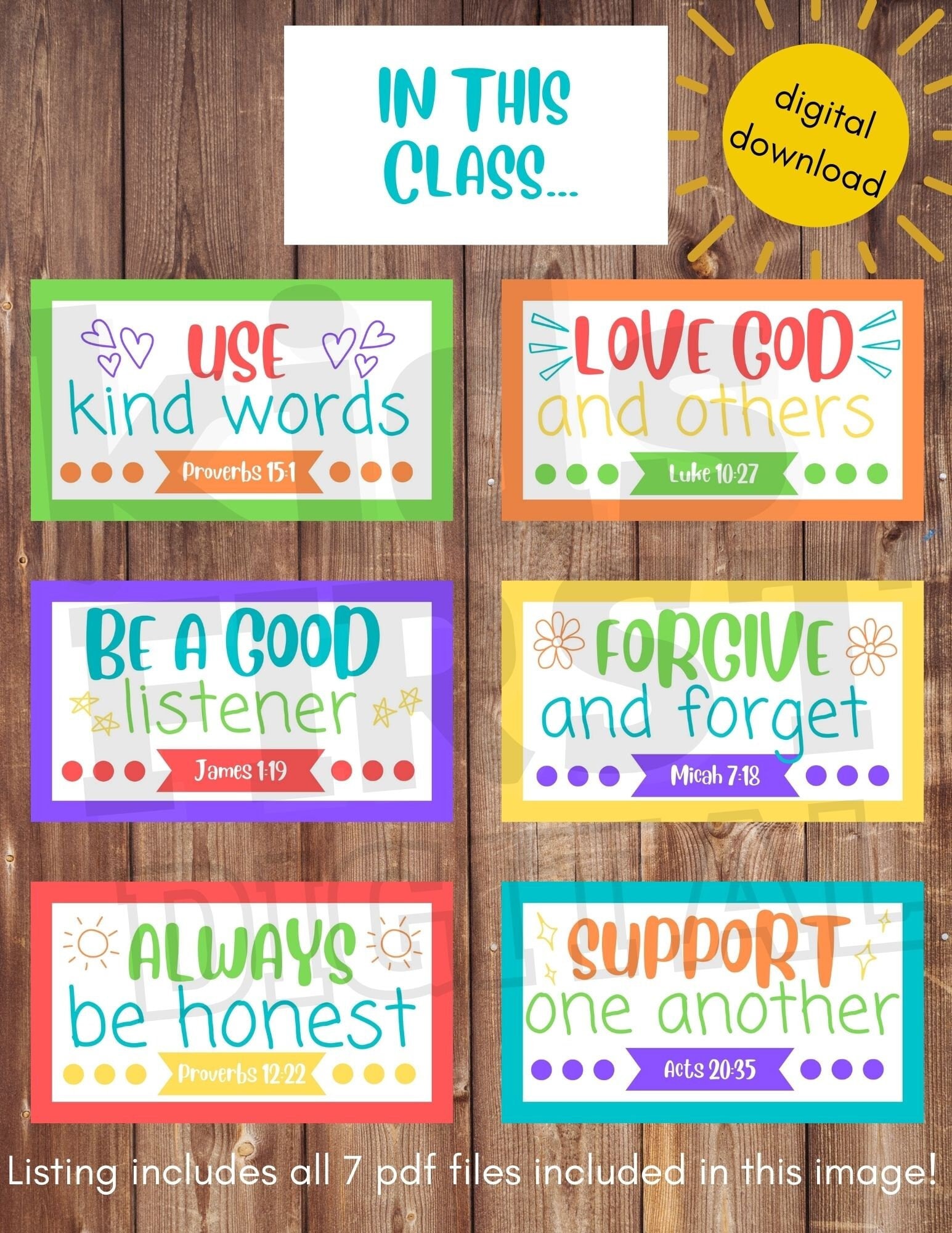 Bible Verse Class Rules Posters Etsy