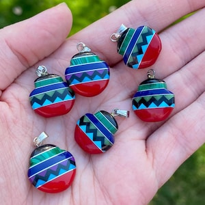 Multi Inlay Southwestern Ornament/Pottery bailed pendants (Zuni Fetish style) RARE! Last of Their Kind!