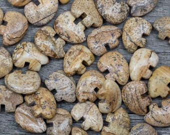 Picture Jasper Stone Bear beads, 12-36 piece Assortments (7 Different Tan/Brown Hues!)