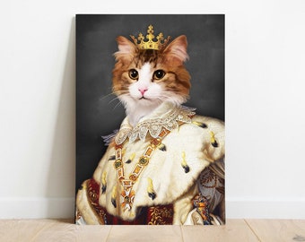 Pet Loss Gift Crown And Paw Portrait Custom Pet Portrait Pet Memorial Portrait Royal Pet Portrait Pet Lover Gift Bengal Cat