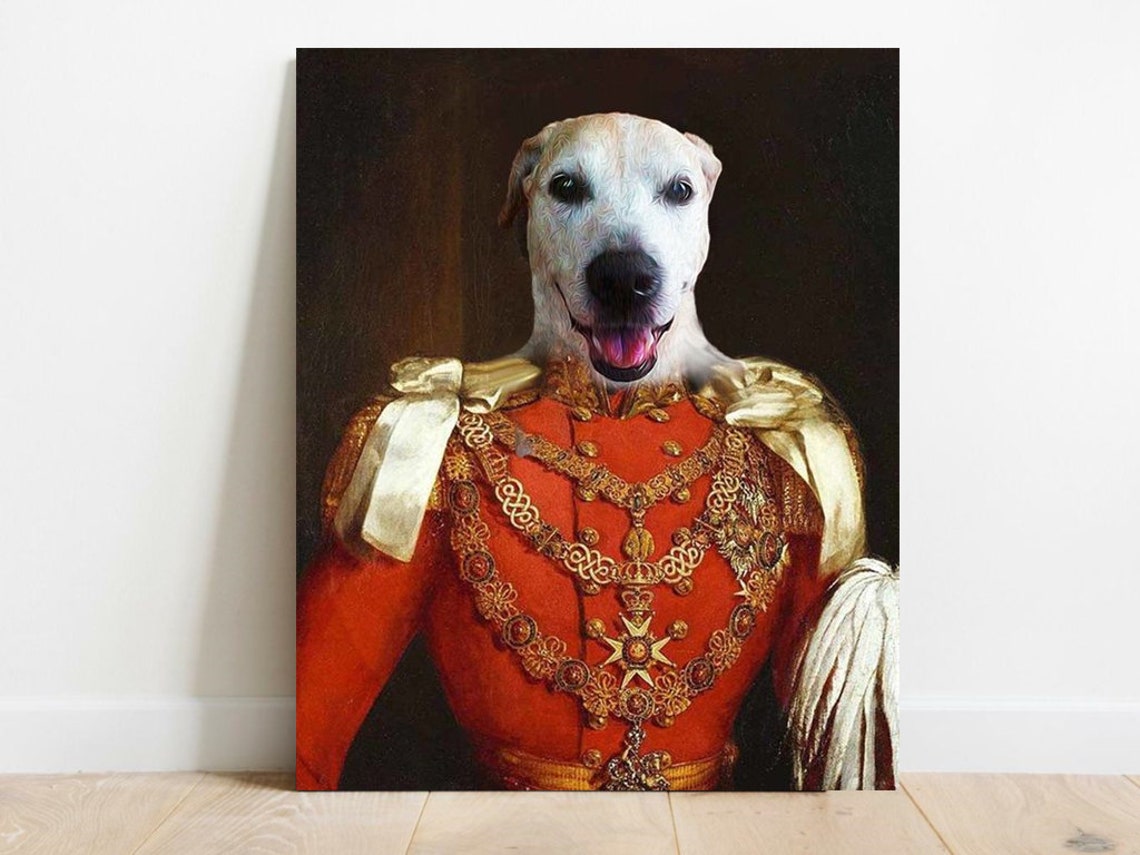 Custom Pet Portrait Crown And Paw Portrait Royal Pet Etsy