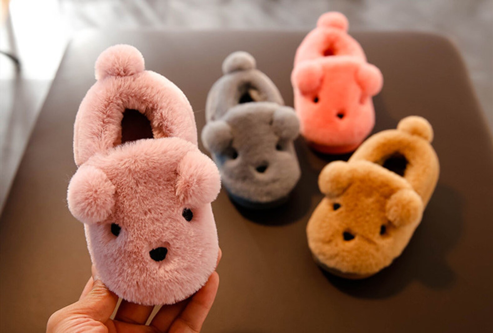 Kids Teddy Bear Slippers Indoor Soft Cotton Winter Warm Etsy