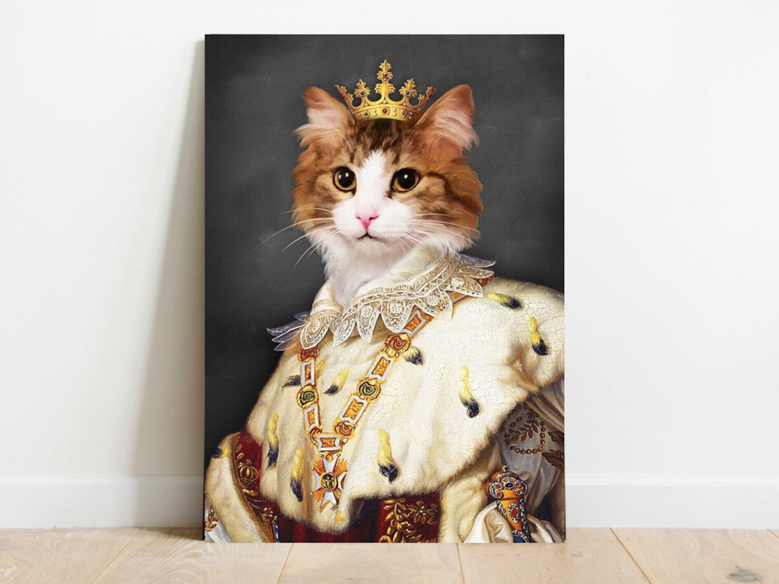 Custom Pet Portrait Crown And Paw Portrait Royal Pet Etsy