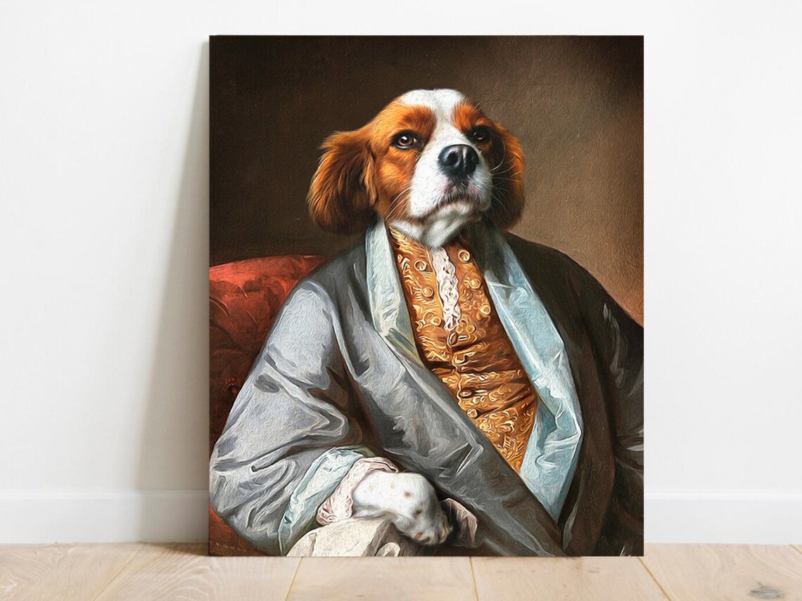 Custom Pet Portrait Crown And Paw Portrait Royal Pet Etsy