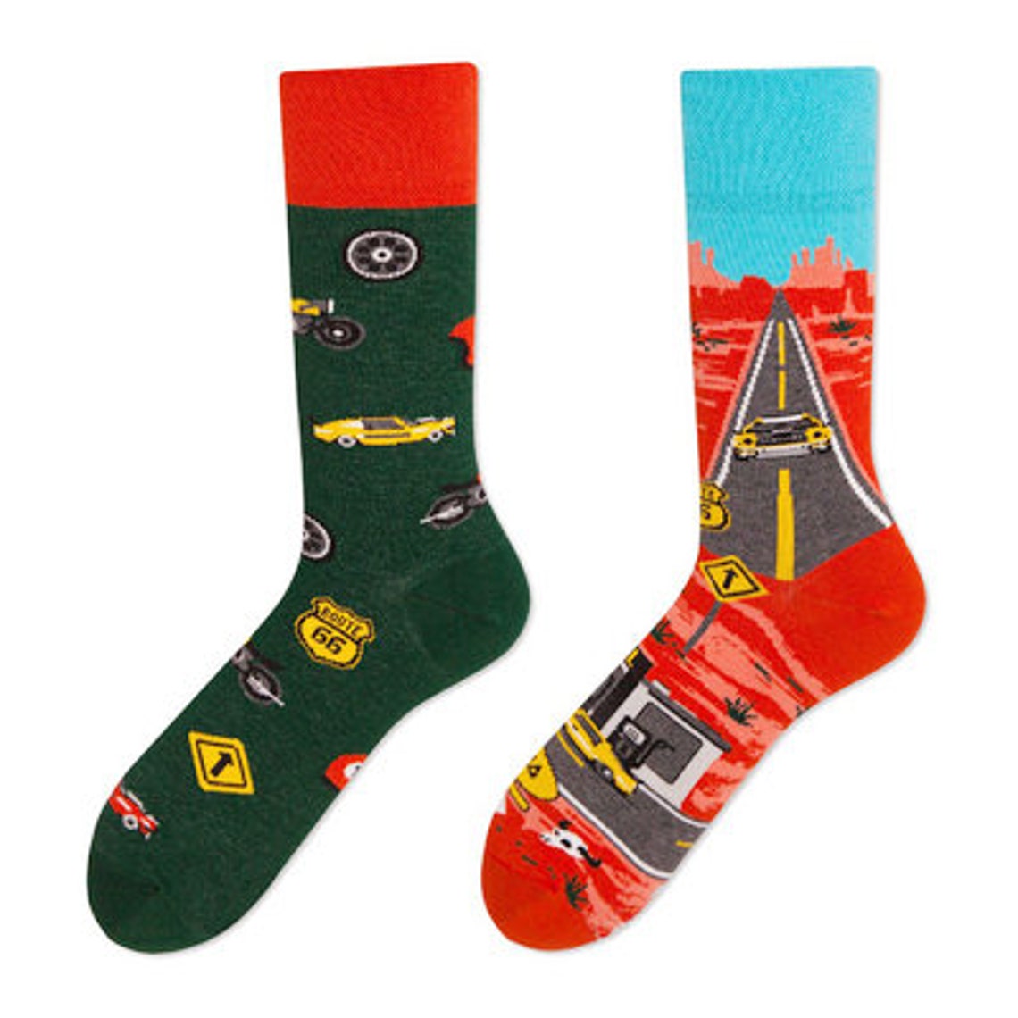 Men's Socks Car Socks Road Socks Mismatched Socks Etsy