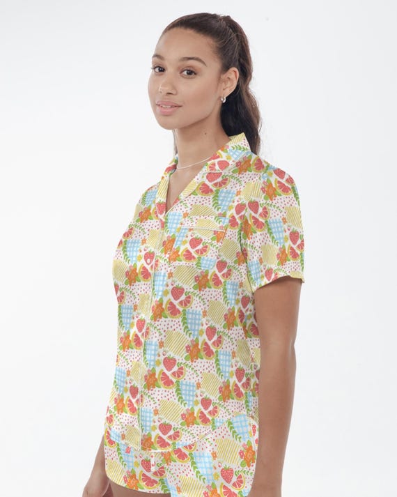 Women's Satin Pajama Set - Summer Picnic