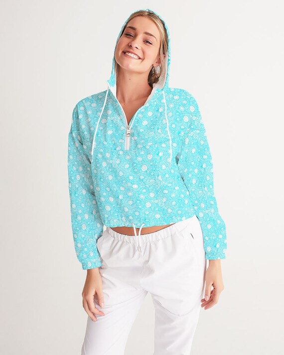 Women's Cropped Windbreaker - Petoskey Beach Blue