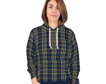 Unisex Pullover Hoodie - Bold and Gold Spirit Plaid