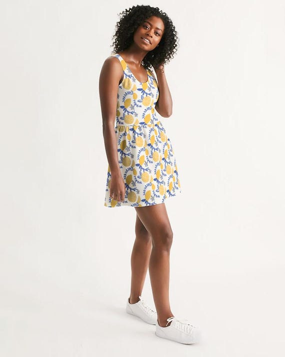 lemon skater dress boohoo Women's Plus Asymmetric Skater Dress in Lemon | Size: 24