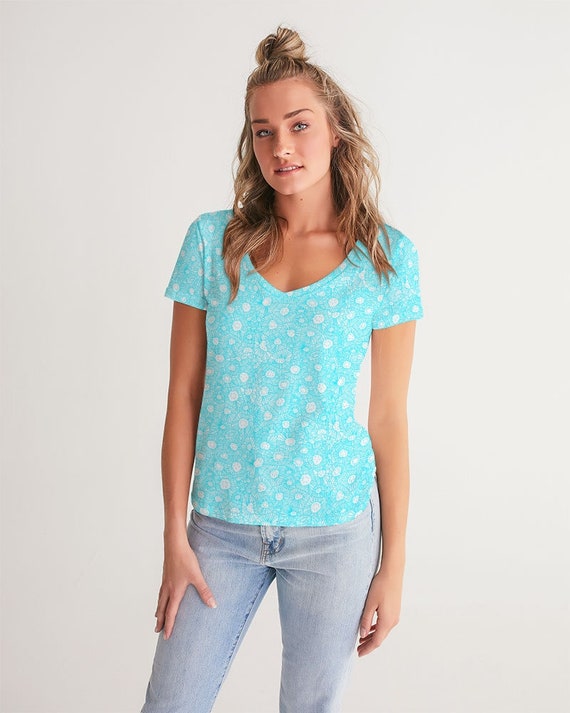 Women's V-Neck Tee - Petoskey Beach Blue