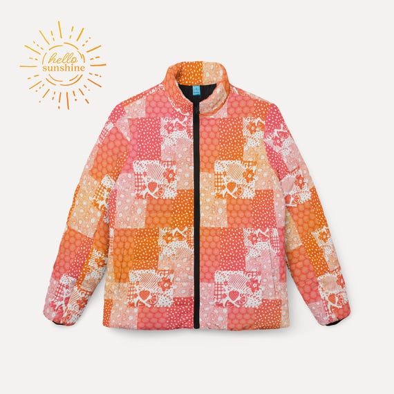 Womens Puffer Jacket - Creamsicle Starburst