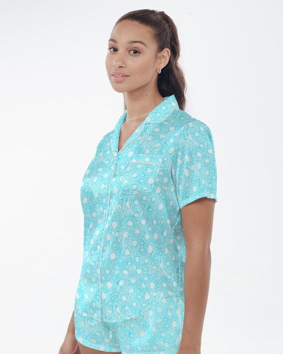 Women's Satin Pajama Set - Petoskey Beach Blue
