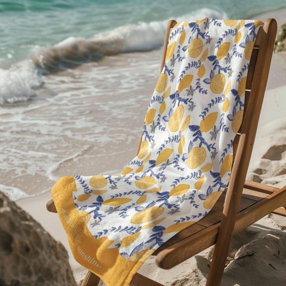 Beach Towel - Lemon and Vines