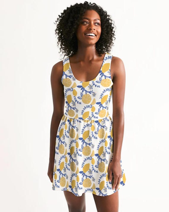 Women's Skater Dress - Lemons and Vines
