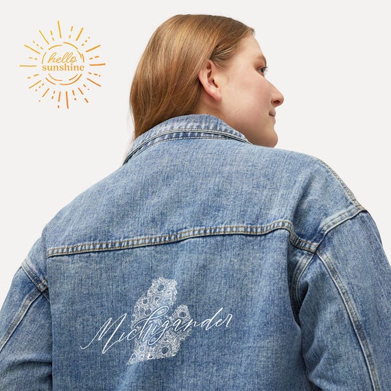 Women's Denim Jacket - Petoskey Script Michigander