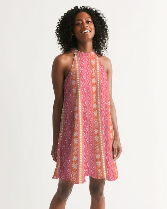 Women's Halter Dress - Electric Boho Tribal