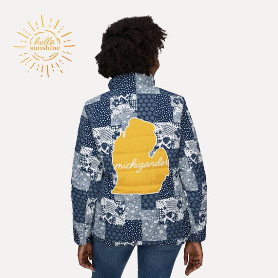 Womens Puffer Jacket - Michigander Spirit - Large Michigan State