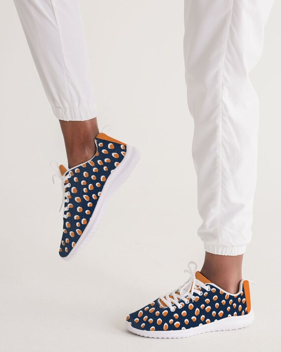 Women's Athletic Shoe Blue with Orange Polka Dots