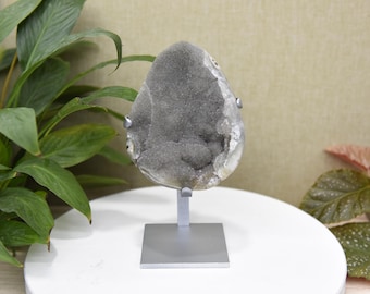 T59Natural Rainbow Druzy Cluster Geode, Gray Crystal Display Specimen (19x11cm)1.2kg