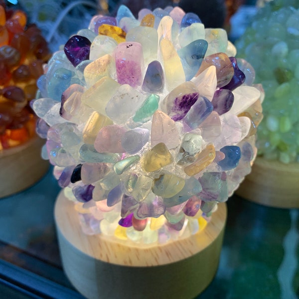 Natural Crystal Stone Crystal Night Light Colorful Light  Crystal Light Fluorite Light