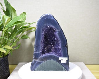 D135Natural Amethyst Druzy Cluster Geode, Purple Crystal Display Specimen (26x16x5cm)5.05kg