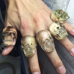 quartz skull ring  crystal ring stone ring