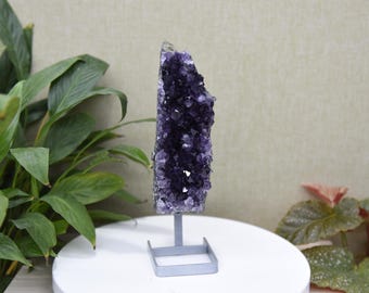 T36 Natural Amethyst Druzy Cluster Geode, Purple Crystal Display Specimen (25x6cm)1.2kg