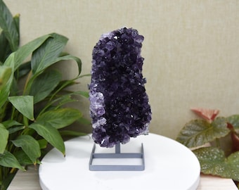 T39 Natural Amethyst Druzy Cluster Geode, Purple Crystal Display Specimen (25x10cm)2.1kg